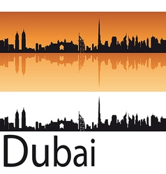 Dubai skyline in orange background vector image