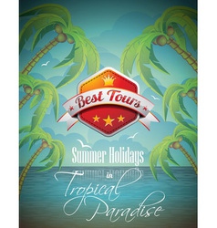 Summer holiday flyer design with palm trees vector image