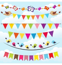 Bunting and garland set on the sky vector image