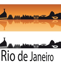 Rio de Janeiro skyline in orange background vector image