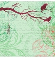 Grungy retro background with tree branch and birds vector image