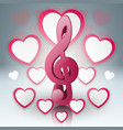 Music hearts valentines day treble clef icon Music hearts valentines day treble clef icon vector image