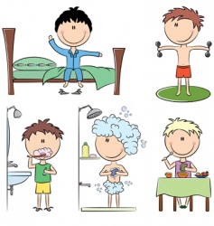 Daily morning boy's life vector image