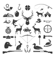 Set of Hunting and Fishing Objects Design vector image