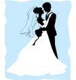 Bride and groom silhouettes vector image