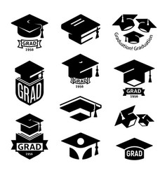 Isolated black and white color students graduation vector image