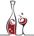 Bottle and glass vector image