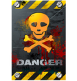 Bloody grunge skull on brushed metal plate detaile vector image