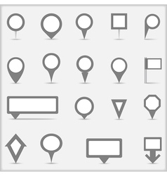 Collection of simple gray map markers vector image