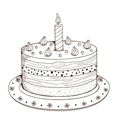 Holiday cake with candle Holiday cake with candle vector image