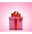 Pink gift box with ribbon and bow vector image