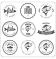 Set of made with fish stamps labels and badges vector image