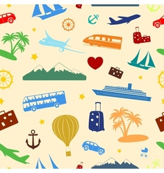Seamless colored pattern on travel and tourism vector image