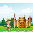 A king in front of his castle vector image