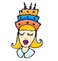Cartoon girl with cake vector image