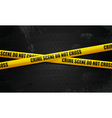 Crime scene tape on black vector image