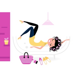 Pretty fashion female relaxing in her room vector image