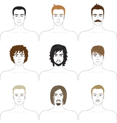 Men faces set vector image