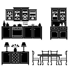 Set of icons of kitchen furniture vector image