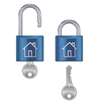 Locked and unlocked housing marked vector image