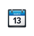 March 13 Calendar icon flat vector image