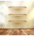Christmas shelfs with wood floor EPS 10 vector image