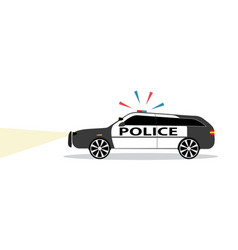 Colored police car with siren flat design vector image