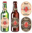 Bottle of light and dark beer with vintage label vector image
