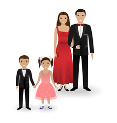 Couple and two kids in elegant clothes Couple and two kids in elegant clothes vector image