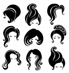 Big set of black hair styling for woman vector image