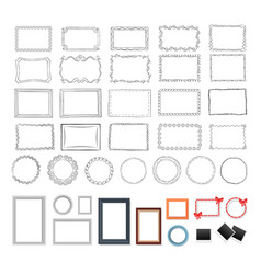 Set of round rectangular black and colour frames vector image