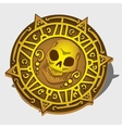 Golden pirate medallion with symbol of the skull Golden pirate medallion with symbol of the skull vector image
