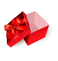 Open red gift box with golden ribbon vector image