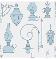 Vintage lamp seamless pattern vector image