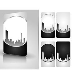 Silver business card set vector image