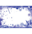 Winter grunge floral frame vector image