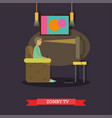 Tv zombie concept in flat vector image