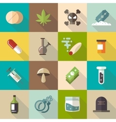 Drugs flat icons set vector image