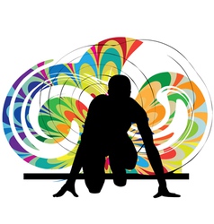 Runner in start position vector image