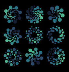 Isolated abstract round shape blue color logo set Isolated abstract round shape blue color logo set vector image