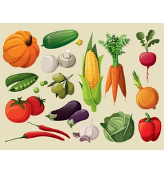 A set of delicious vegetables vector image