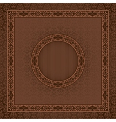 Vintage square card on damask seamless background vector image