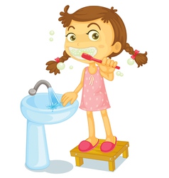 Girl brushing teeth vector image