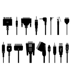Different cable silhouettes vector image