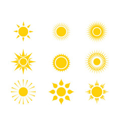 Yellow sun icon set image Royalty Free Vector Image