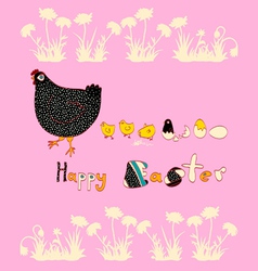 Easter beautiful chicken and cute chicks vector image