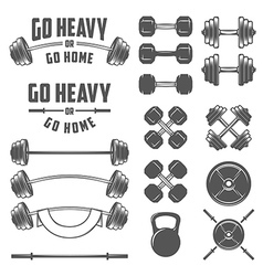 Set of vintage gym equipment design elements vector image