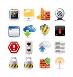 Computer network icon set vector image