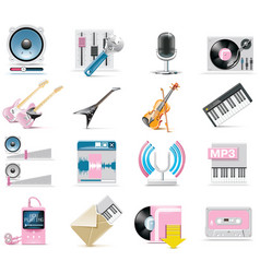 Audio and music icon set vector image