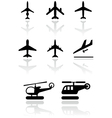 Airplane helicopter symbol set vector image